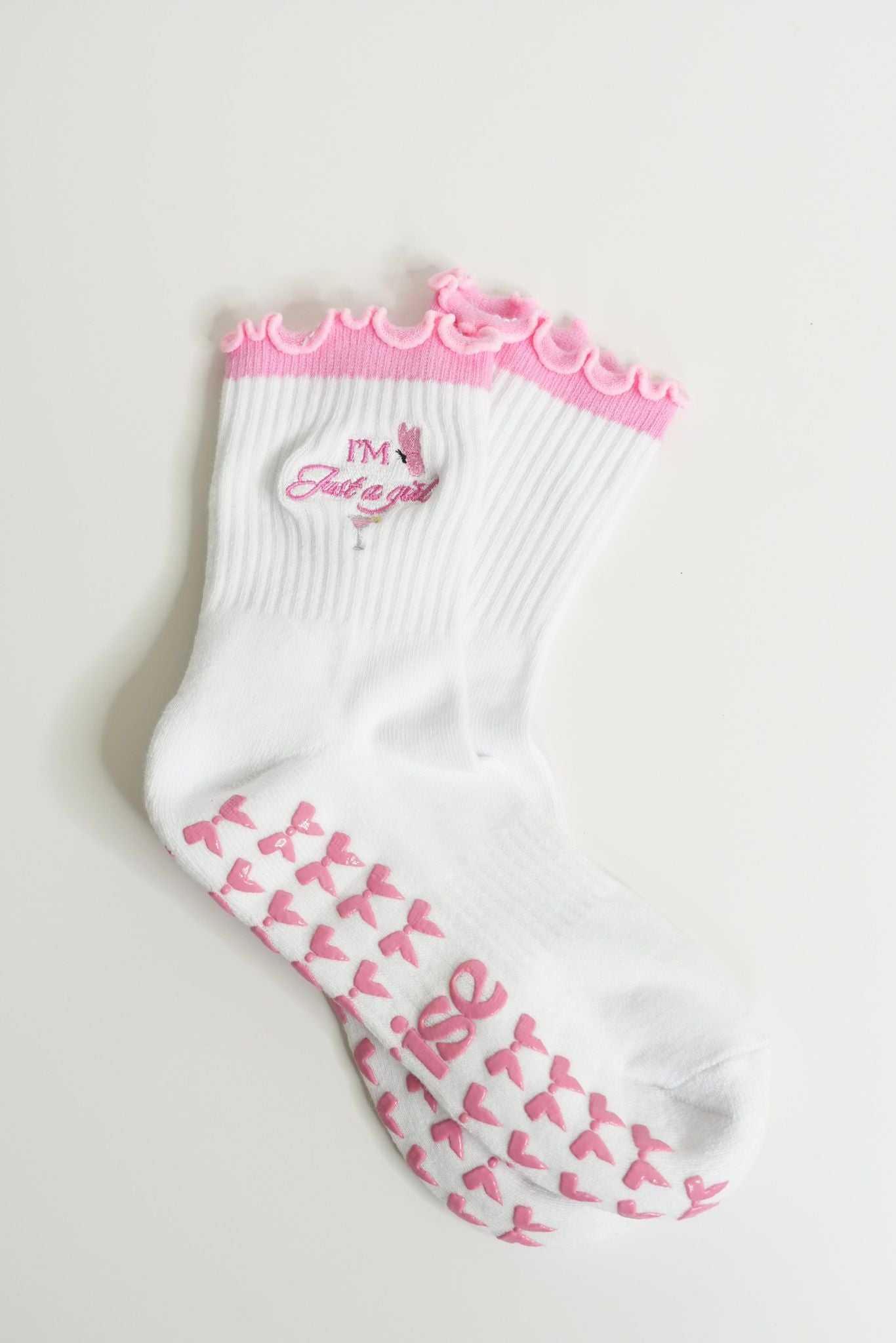 Embroidery Grip Socks  (I’m just a girl)