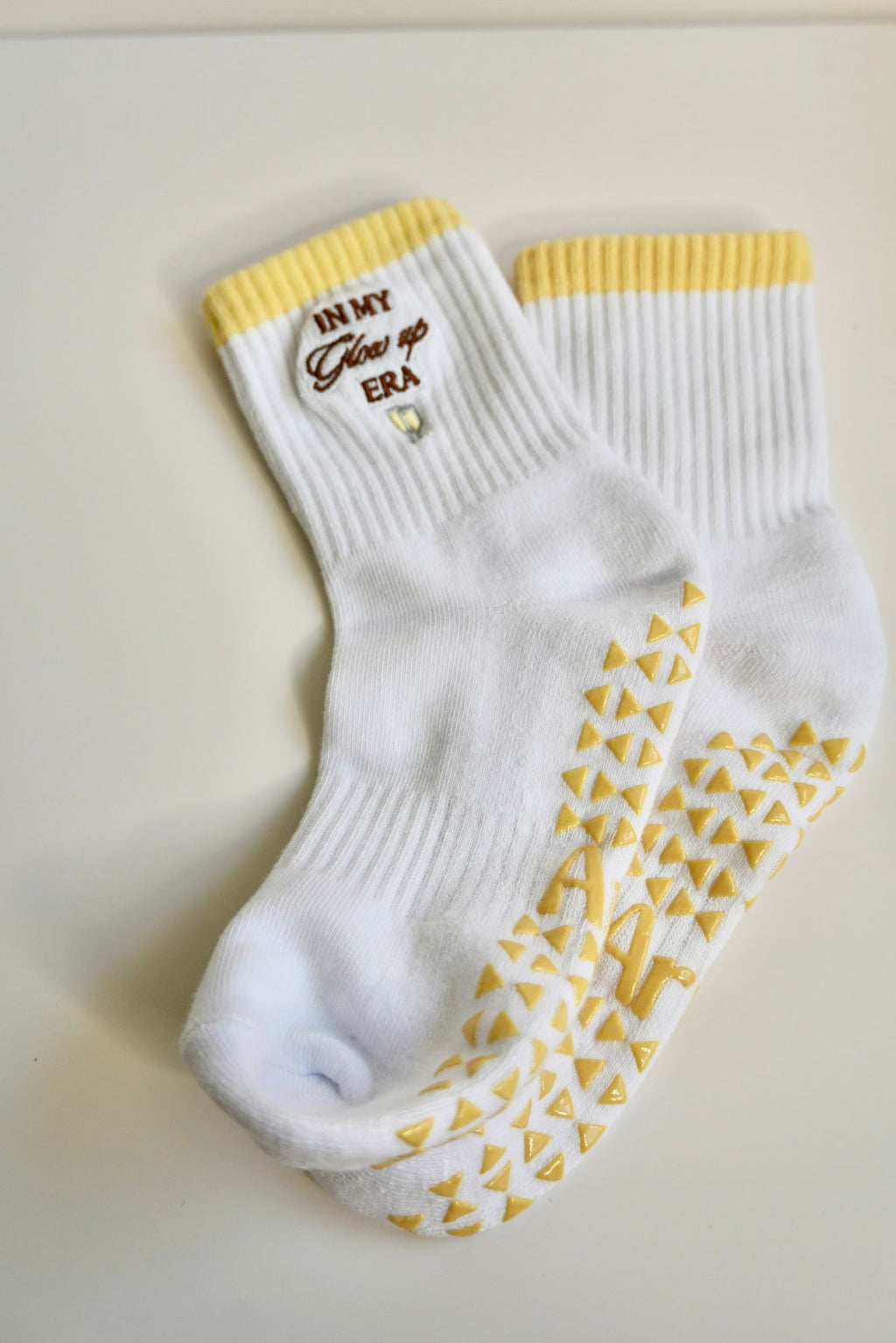 Embroidery Grip Socks In my Glow up Era