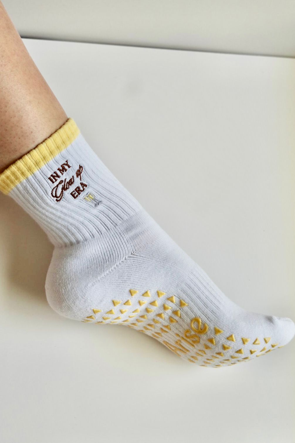 Embroidery Grip Socks In my Glow up Era